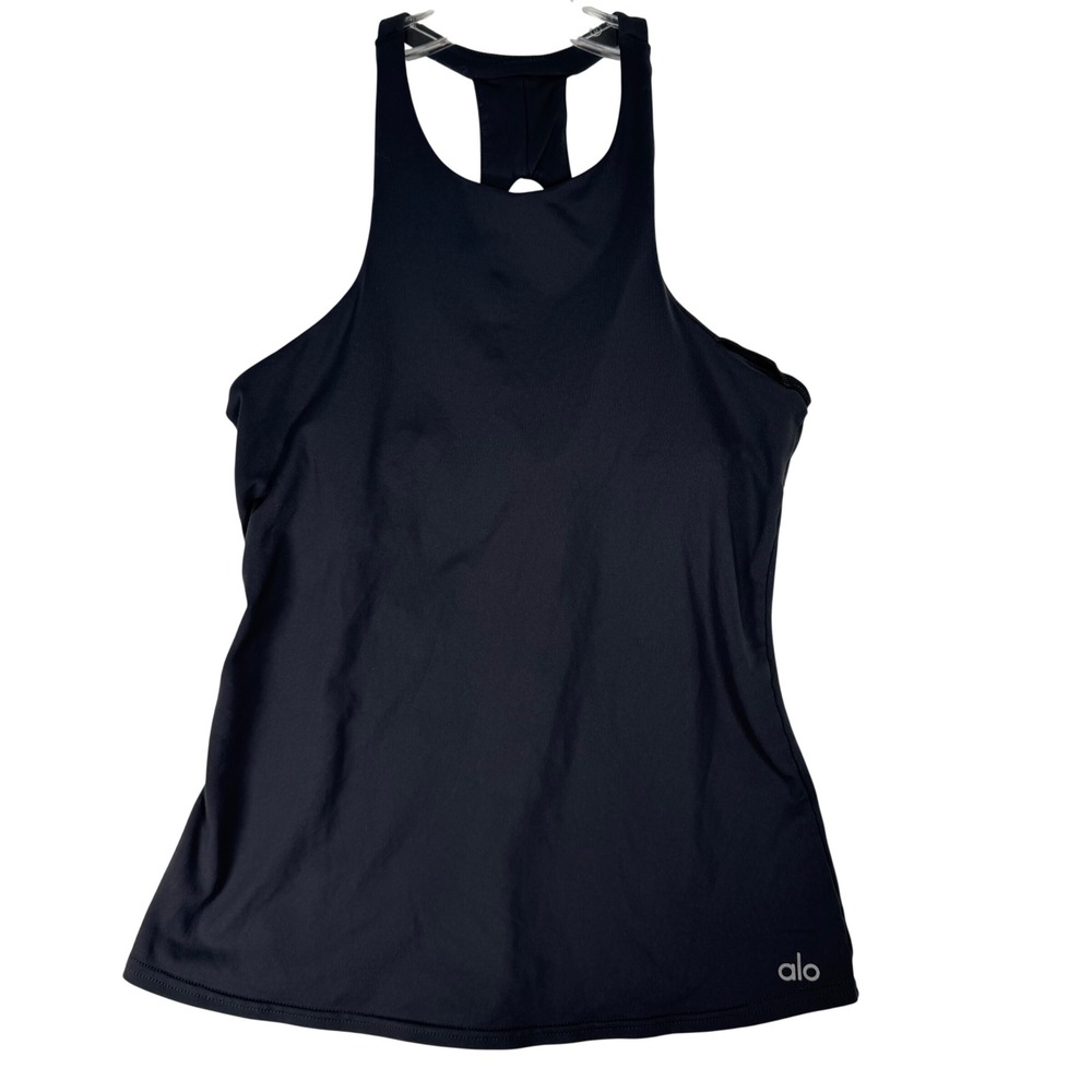 Alo Yoga Tank Top Small Black High Neck Racerback Activewear Womens